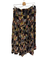 Indira Floral Maxi Skirt Women&#39;s Size M Drawstring Pleated Off-White Black - $37.89 CAD