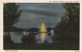 Electric Fountain City Park Pavilion Night Denver Colorado CO Postcard D15 - $2.99
