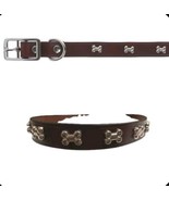 Top Paw® Dog Bones Leather Dog Collar  Size MEDIUM 14-18&quot; 3/4&quot; Wide Colo... - $22.79 CAD