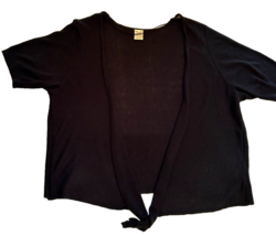 Faded Glory black Short Sleeve Tie-Font Cardigan Sweater womens size 2X - £7.87 GBP