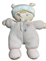 Carters Child Of Mine Pink Cloth Baby Doll Waffle Weave Blonde Hair Rattle Plush - $18.80