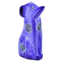 Vaneal Group Hand Carved Kisii Soapstone Dark Blue Puppy Dog Miniature Figurine - £3.97 GBP