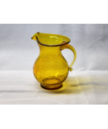 Vintage Pre-1970 FENTON Honey Gold Amber 6&quot; CRACKLE GLASS Flared Pitcher... - $39.11 CAD