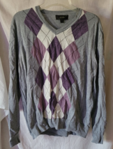 Men's Tasso Elba Sweater Size M Long Sleeve Lightweight V-Neck Diamond D... - $14.99