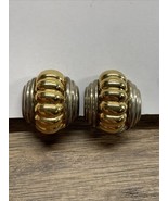 Vintage Premier Designs Two Tone Clip On Earrings Classic Fashion Jewelr... - $14.84