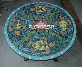 Marble Round Dining Top Table Mosaic Handmade Multi Inlaid Garden Decor H3925 - $2,283.85+