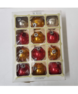 12 NOELLE Glass Ornaments Gold Red Silver Vintage Christmas Ball Ornaments - £16.51 GBP