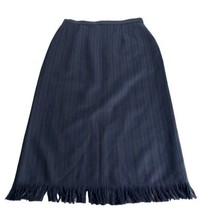 harve benard wool stripe Fringe Pencil Pin Striped midi skirt Size 8 - $34.64