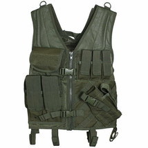 New Heavy Duty Military Assault Cross Draw Molle Tactical Vest Od Olive Drab - £54.08 GBP