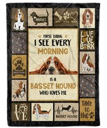 First Thing I See Every Morning Is A Basset Hound Blanket Dog Pet Lover ... - $80.07 CAD+
