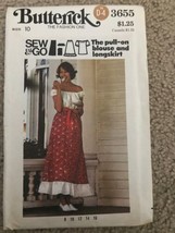 Butterick 3655 Uncut Vintage Sz 10 Womens Pull on blouse and long Skirt Pattern - £12.08 GBP