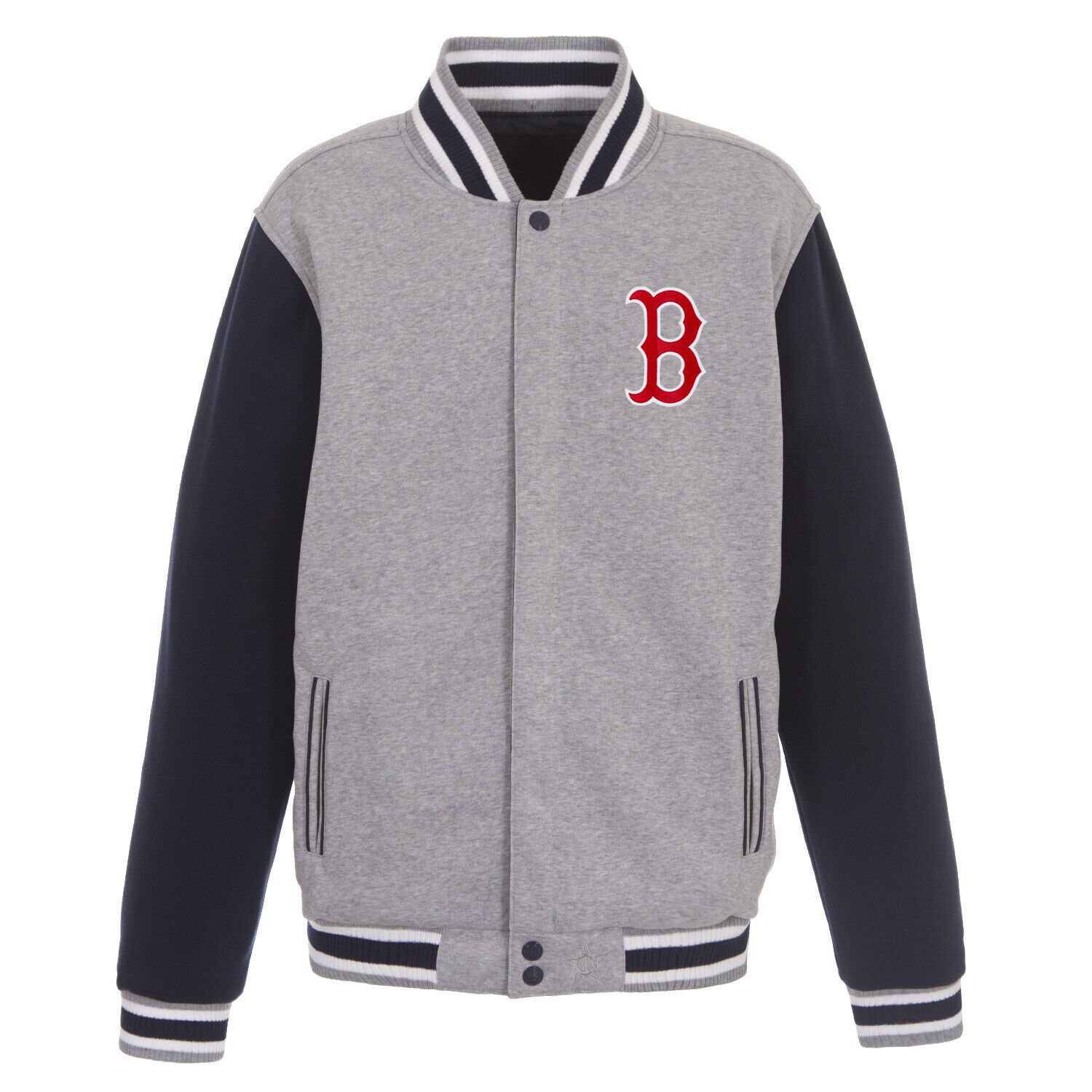 Primary image for MLB Boston Red Sox Reversible Full Snap Fleece Jacket JHD  2 Front Logos