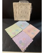 Set Of 4 Matching Made In Switzerland Linen Handkerchiefs For Women Past... - $11.20