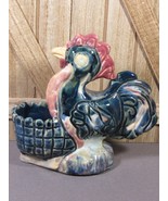 Pottery Rooster Toothpick Holder Hand Made Whimsy Glazed Signed 4.5&quot; x 5... - £10.04 GBP