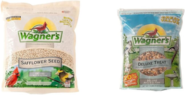 Safflower Seed Wild Bird Food 5 Pound &amp; Deluxe Treat Blend 4 Pound Bundle (Pack  - £23.59 GBP