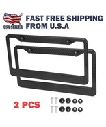 2pcs Black Car Carbon Fiber Plate Frame Cover Front &amp; Rear Universal USA... - €18,94 EUR