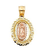 Genuine 14k Two-tone Gold 0.59&quot; Our Lady of Guadalupe Fancy Religious Pe... - $3,335.56 MXN