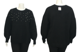 George Women&#39;s Pullover Black Sweater With Faux Pearl Holiday Sweater 3X NWT - £15.89 GBP