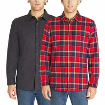 Lee Men&#39;s Stretch Flannel Shirts 2-Pack, Charcoal HTR/Bulls Red, Size: Large - £26.07 GBP