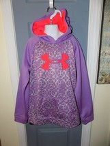 Under Armour Loose Fit Hooded Sweatshirt Purple/White Size YL Girl&#39;s EUC - $19.44