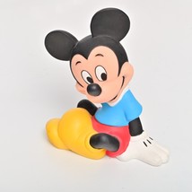 Vintage Disney Mickey Mouse Sitting Coin Bank 6” Vinyl Plastic Piggy Bank - £6.02 GBP