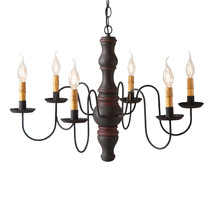 &quot;Gettysburg&quot; Colonial Chandelier - Heavily Distressed Black With Red Stripes Usa - £428.16 GBP
