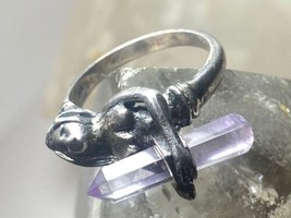 Nude lady ring size 7 with crystal band sterling silver women - $116.82