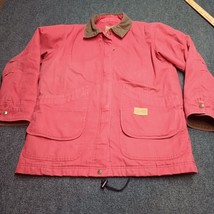 VTG Field N&#39; Forest Canvas Chore Jacket Women Small Red Full Zip Fleece Lined - £21.92 GBP