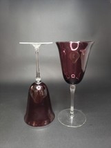 Vintage Amethyst Purple Fluted Wine Water Goblets Set of 2 - £15.28 GBP