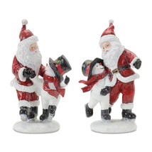 Santa and Snowman Skating (Set of 2) 6.25&quot;H Resin - £31.67 GBP