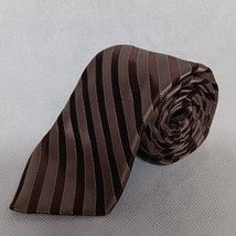 Ike Behar Silk Necktie Brown Diagonal Striped - $18.95