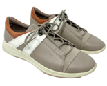 ECCO Women&#39;s Soft Lace Up Leather Sneaker Taupe with Orange Sz 7 - $37.99