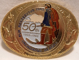 1985 Anchorage Fur Rondy Rendezvous Collector Belt Buckle/Trapper 50th.- Mint - £39.32 GBP