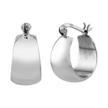 Polished Wide 925 Sterling Silver Hoop Earrings - £16.98 GBP