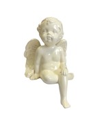 Angel Cherub Figure Shelf Sitter Hand Knee Wings 6in Tall Off White Sign... - £31.47 GBP