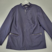 Worthington Women Jacket Size 18 Blue Stretch Preppy Zip Up Classic Long... - £9.91 GBP