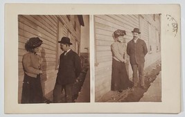 Pollack South Dakota RPPC Couple Woman Large Hat Flirting with Man Postcard D26 - £10.26 GBP