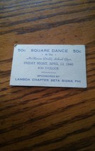 Vintge 1946 Square Dance Card McKenzie School Lambda Chapter Beta Sigma Phi - £11.98 GBP
