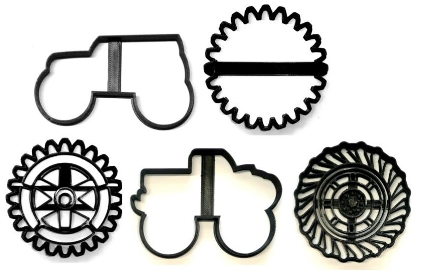 Monster Trucks and Tires Big Vehicle Machine Set of 5 Cookie Cutters USA PR1587