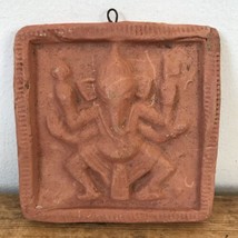 Vtg Ganesh Hindu India Terra Cotta Handmade Clay Pottery Wall Hanging Ti... - $36.99