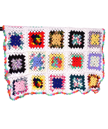 Granny Square Afghan Throw Crotchet 30&quot;x 40&quot; Multi-Color Rosanne Blanket - $695.65 MXN