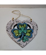Happy St. Patrick&#39;s Day Door/Wall Hanger Clovers in a Heart Clay/ Stone - $9.21 CAD