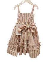 Bonnie Jean- Pink pin stripe spaghetti strap frilled elastic waist dress... - $15.55