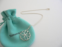 Tiffany &amp; Co Diamond Flower Necklace Garden Lover Pendant Chain Charm Gift Pouch - £341.06 GBP