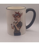 Hipster Cow Stoneware Mug Anthropomorphic Signature Housewares Coffee Cup - $12.26 CAD