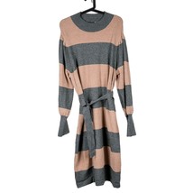 Ann Taylor Sweater Dress XXL Womens New Striped Green Brown Belt Long Kn... - £25.27 GBP