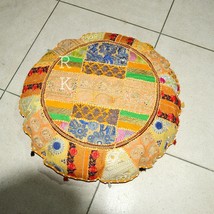 Red Round Floor Pillow Cushion Cover Vintage Bohemian Patchwork Pillow JPR23 - £14.55 GBP+