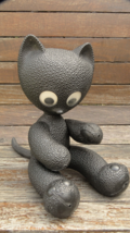 Rare Vintage Soviet USSR Toy Black Cat Kitty With Moving Eyes About 1978 - £57.76 GBP
