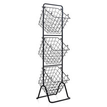 3-Tier Fruit Basket Stand with Adjustable Heights - Color: Black - £75.39 GBP