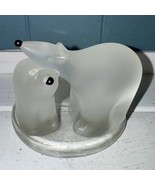 PartyLite Frosted Glass Pair Of Polar Bears  Votive Candle Tea Light Holder - $21.76 CAD